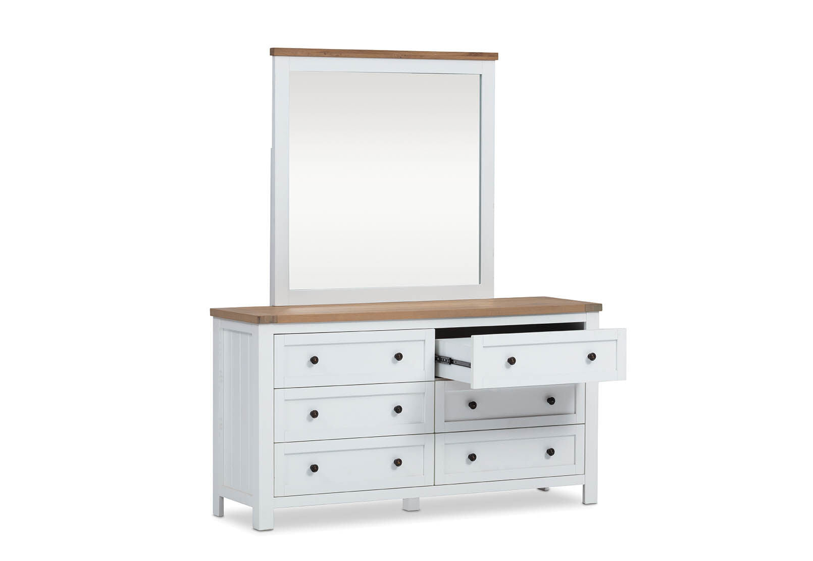 NORMANDY DRESSER WITH MIRROR (MTO) WHITE/OAK