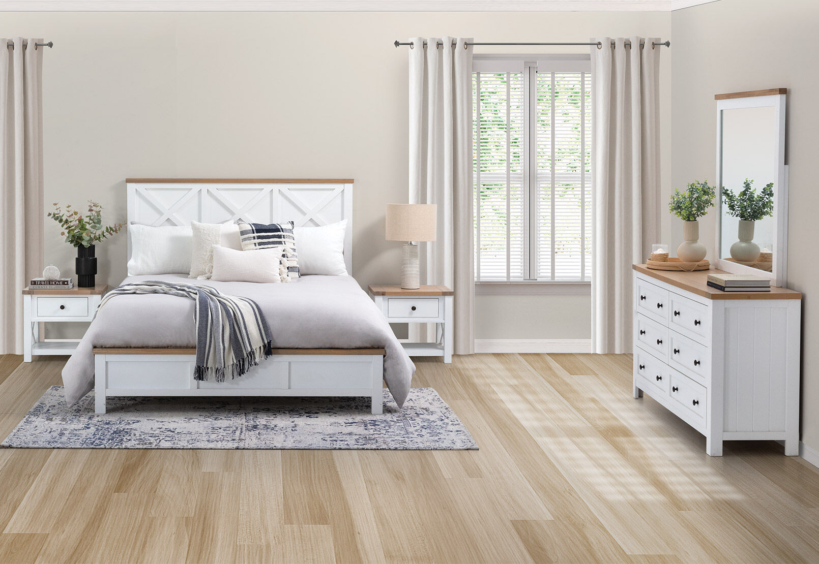 NORMANDY DRESSER WITH MIRROR (MTO) WHITE/OAK