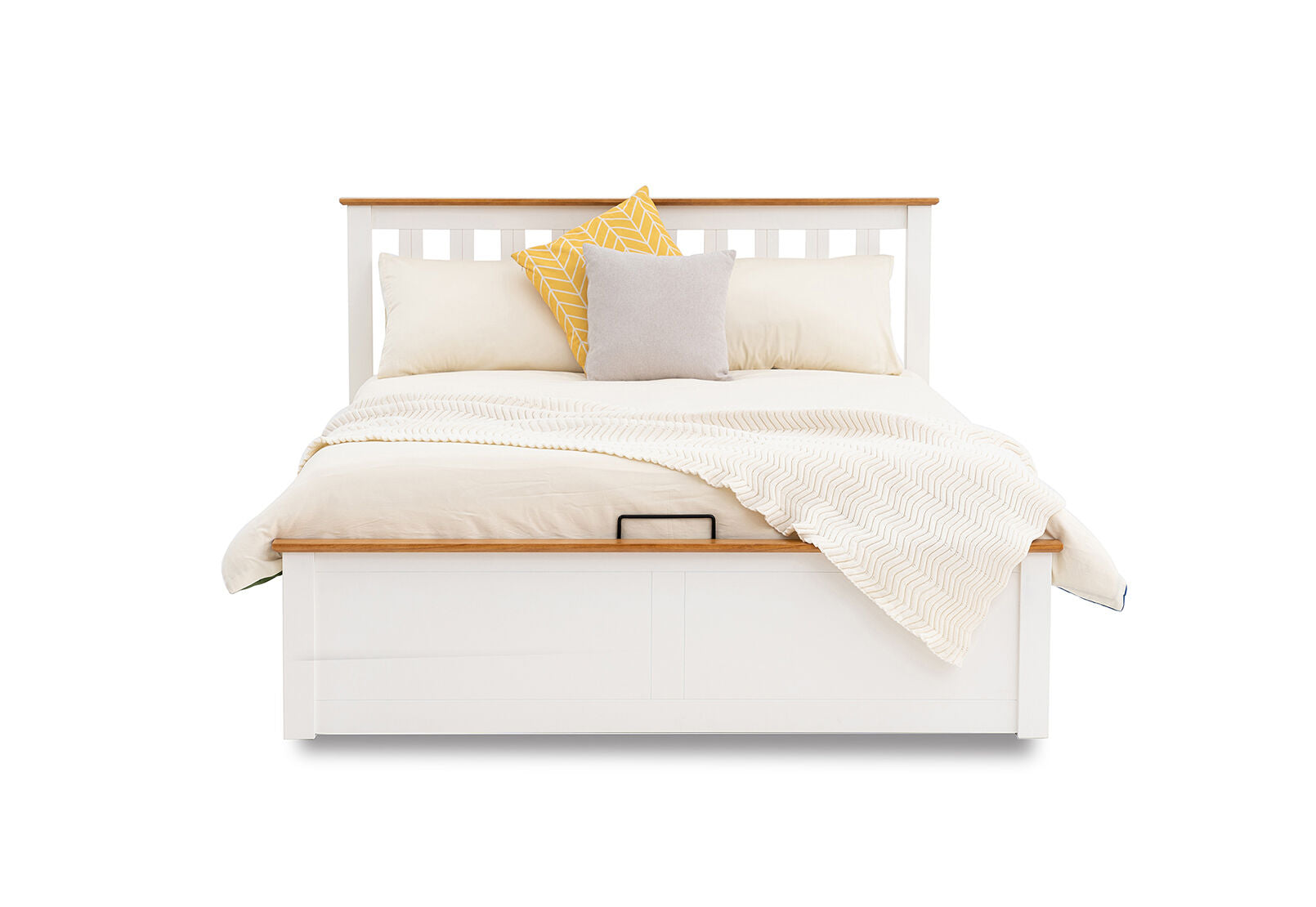 KIRK WHITE/NATURAL QUEEN LIFT BED WHITE/NATURAL