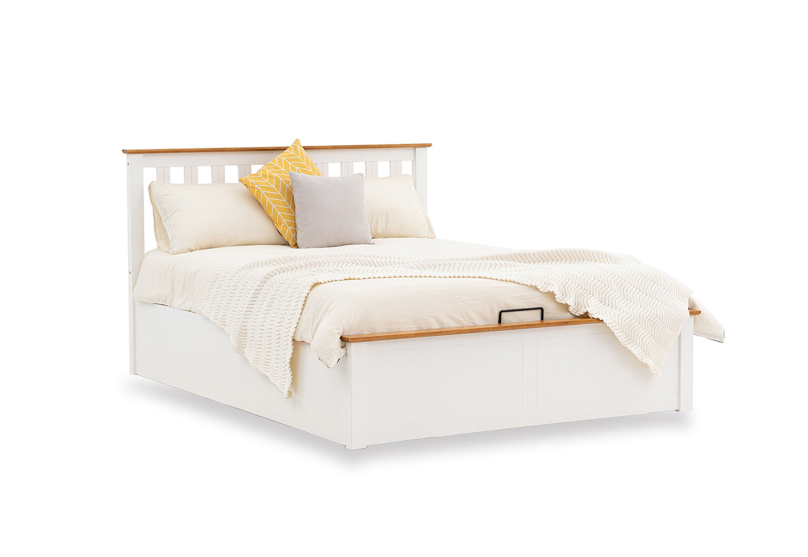 KIRK WHITE/NATURAL QUEEN LIFT BED WHITE/NATURAL