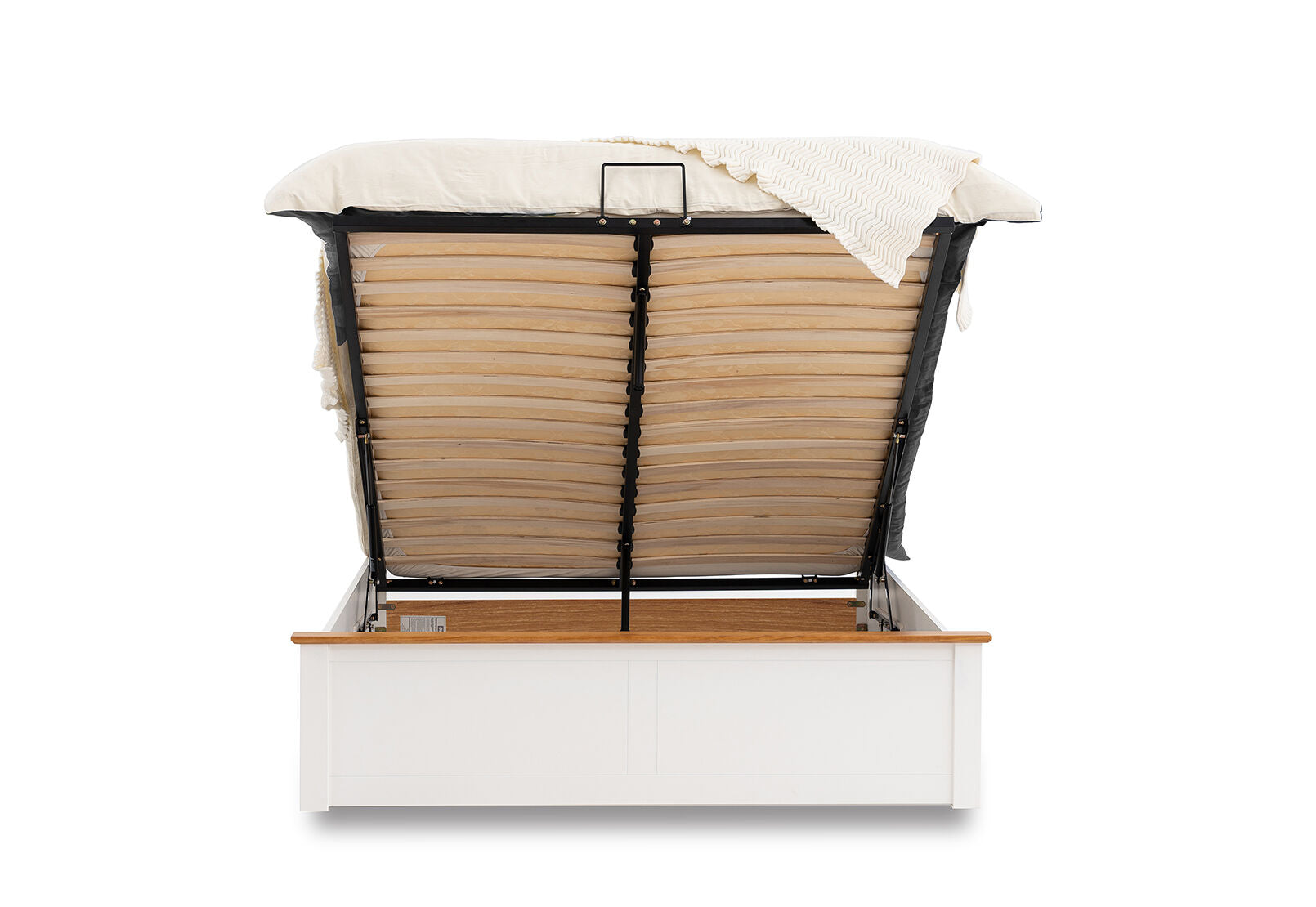 KIRK WHITE/NATURAL QUEEN LIFT BED WHITE/NATURAL