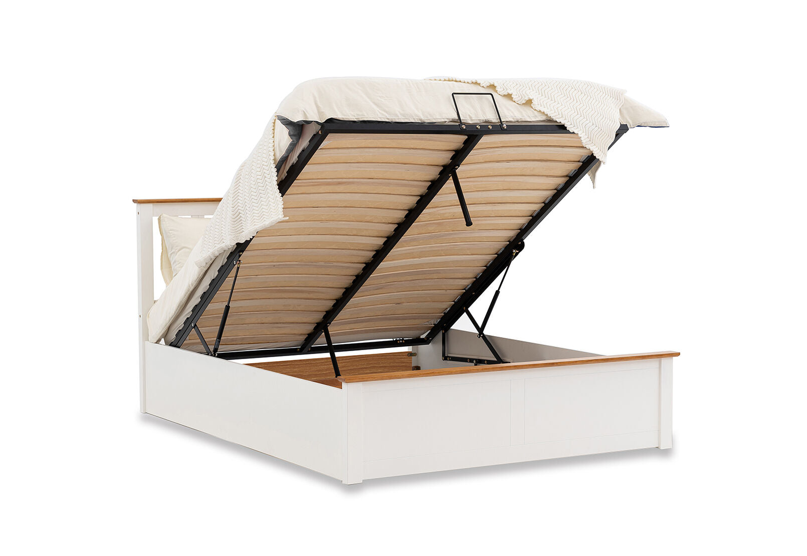 KIRK WHITE/NATURAL QUEEN LIFT BED WHITE/NATURAL