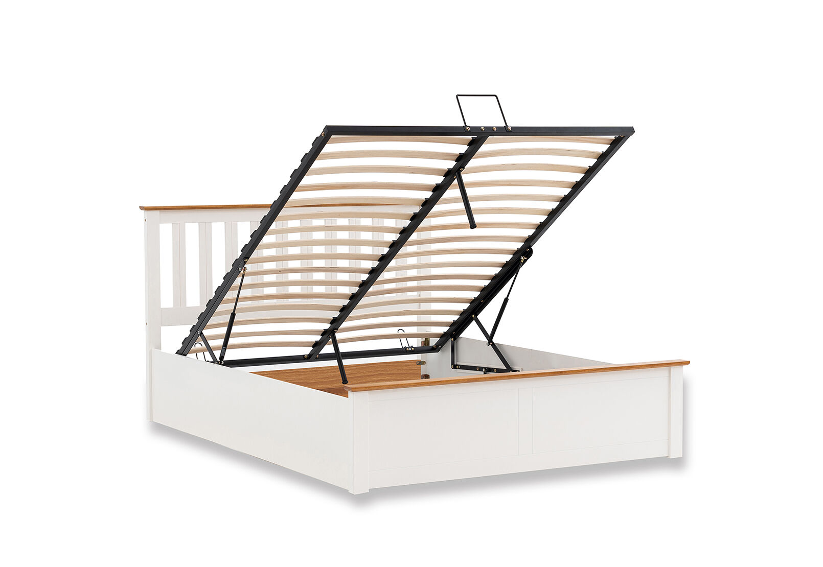 KIRK WHITE/NATURAL QUEEN LIFT BED WHITE/NATURAL