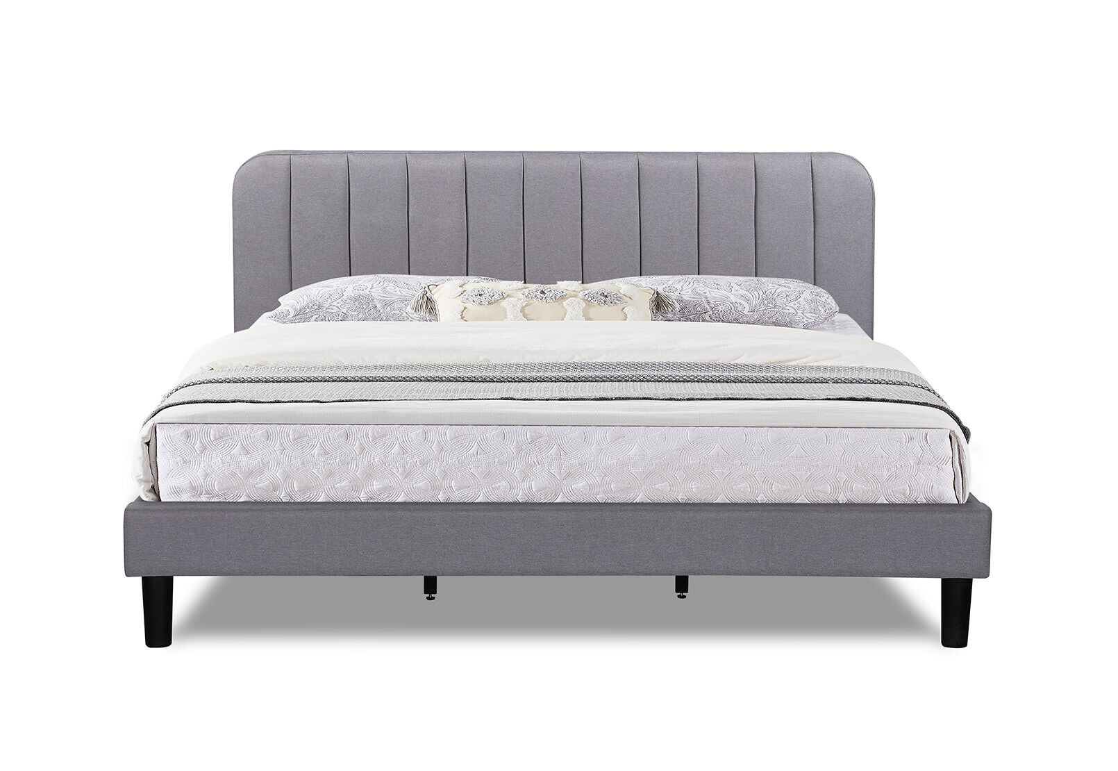 BRENNAN KING BED LIGHT GREY