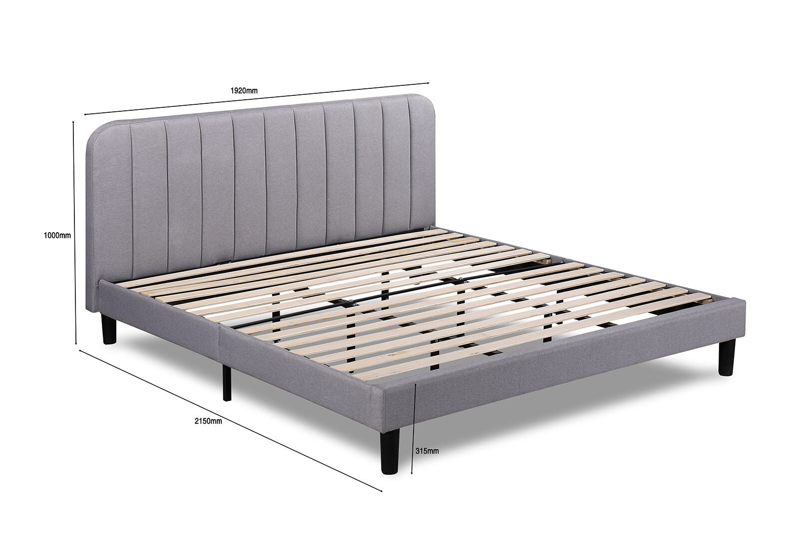 BRENNAN KING BED LIGHT GREY