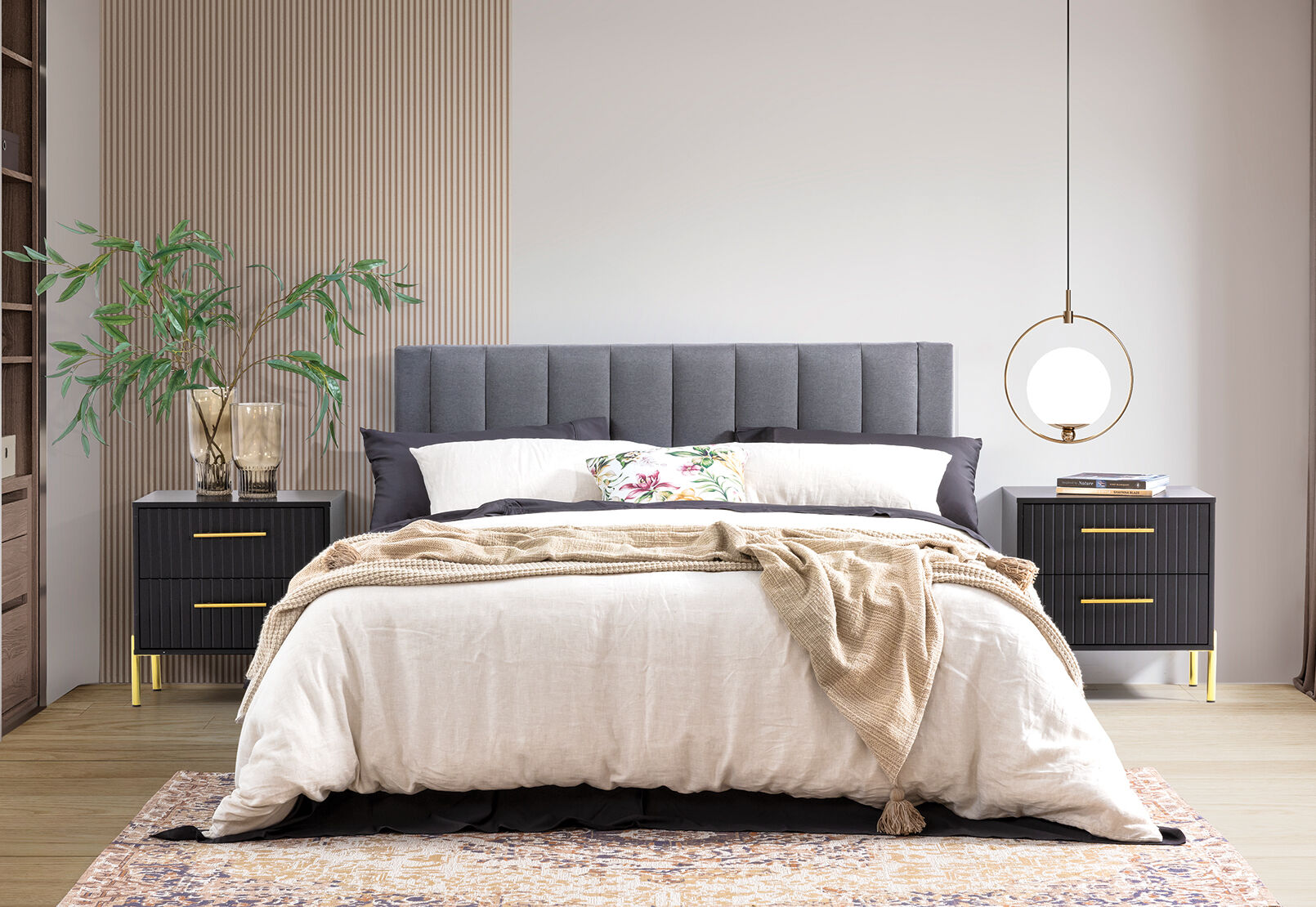 BISHOP QUEEN BED GREY