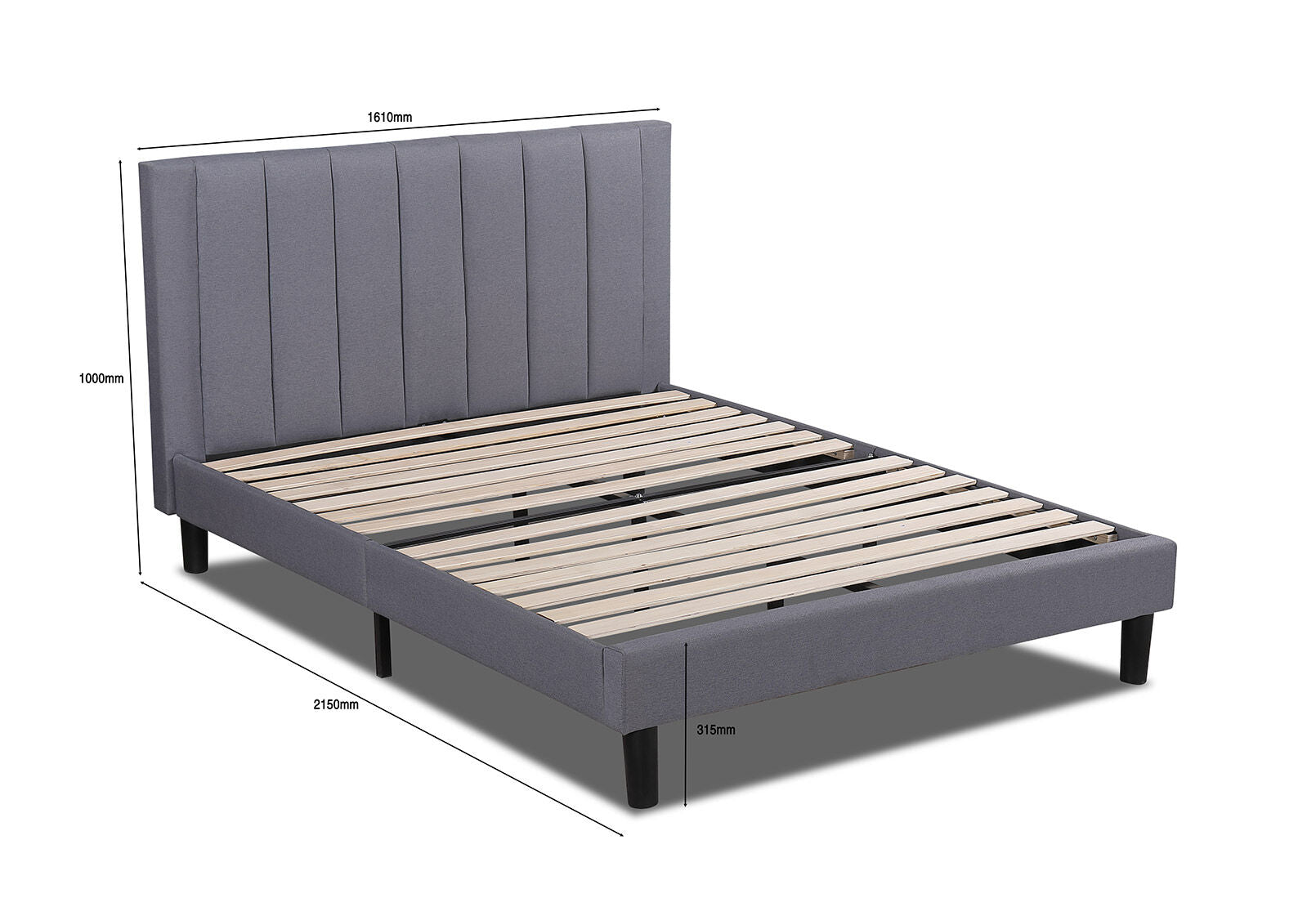 BISHOP QUEEN BED GREY