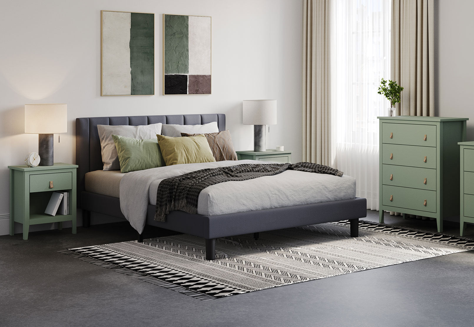 BISHOP QUEEN BED GREY