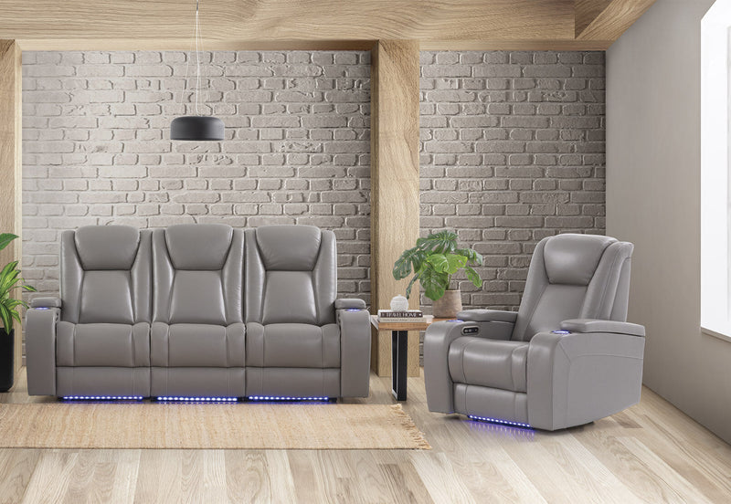 SENTINAL MK2 LEATHER ELECTRIC RECLINER LIGHT GREY