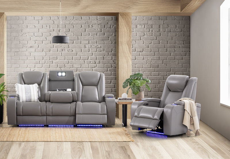 SENTINAL MK2 LEATHER ELECTRIC RECLINER LIGHT GREY