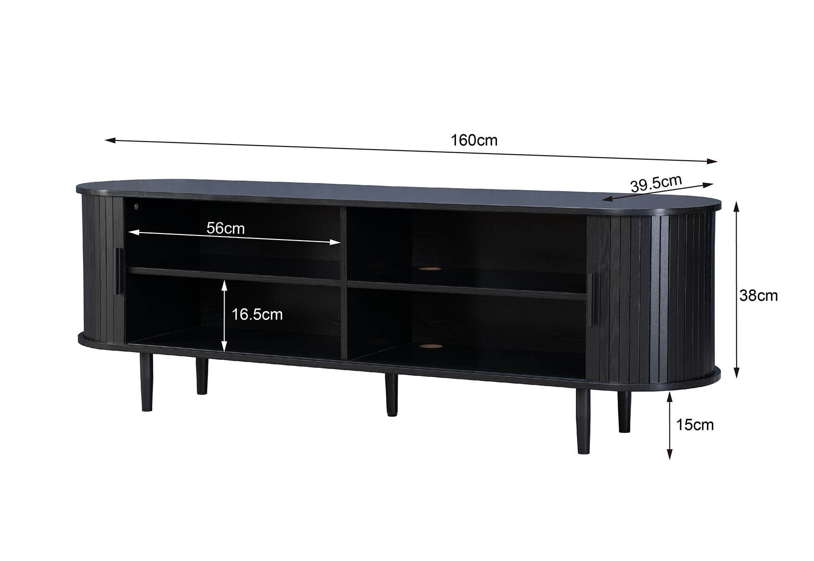 TANNER 2 DOOR BLACK ENTERTAINMENT UNIT BLACK