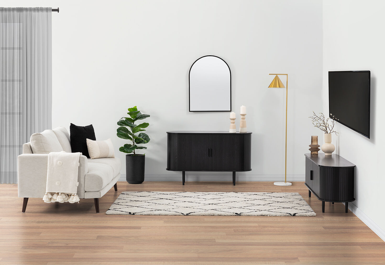 TANNER 2 DOOR BLACK ENTERTAINMENT UNIT BLACK