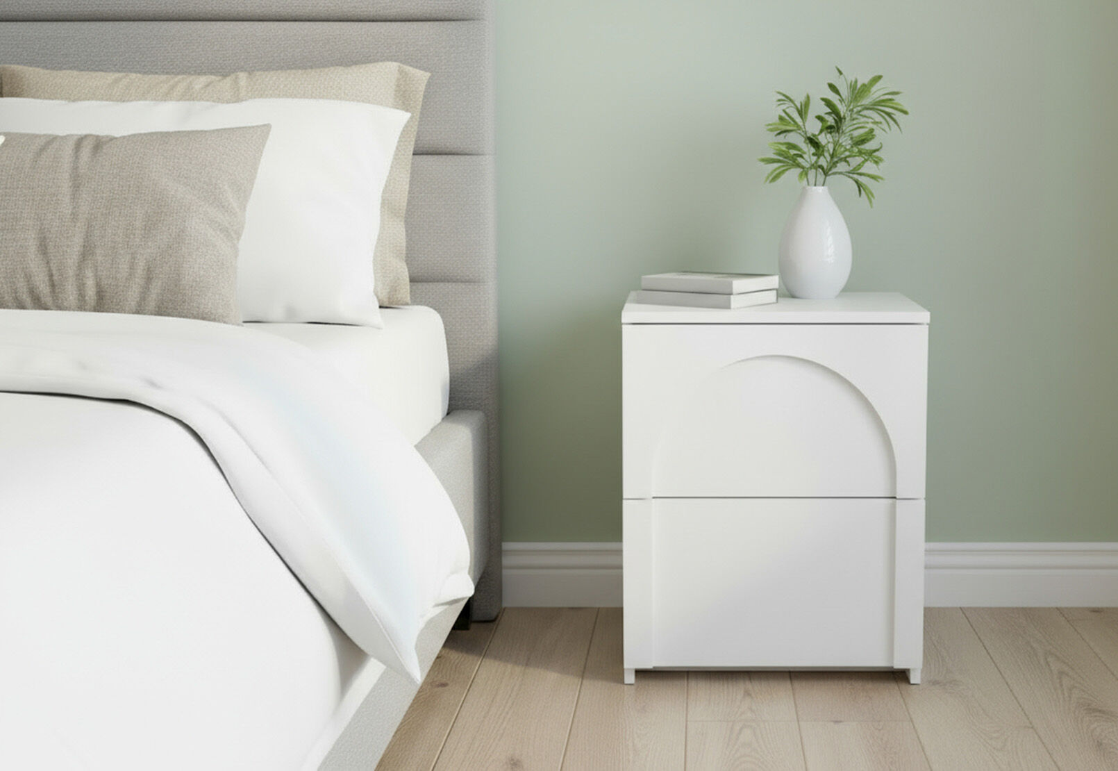 SAVONA 2 DRAWER BEDSIDE WHITE