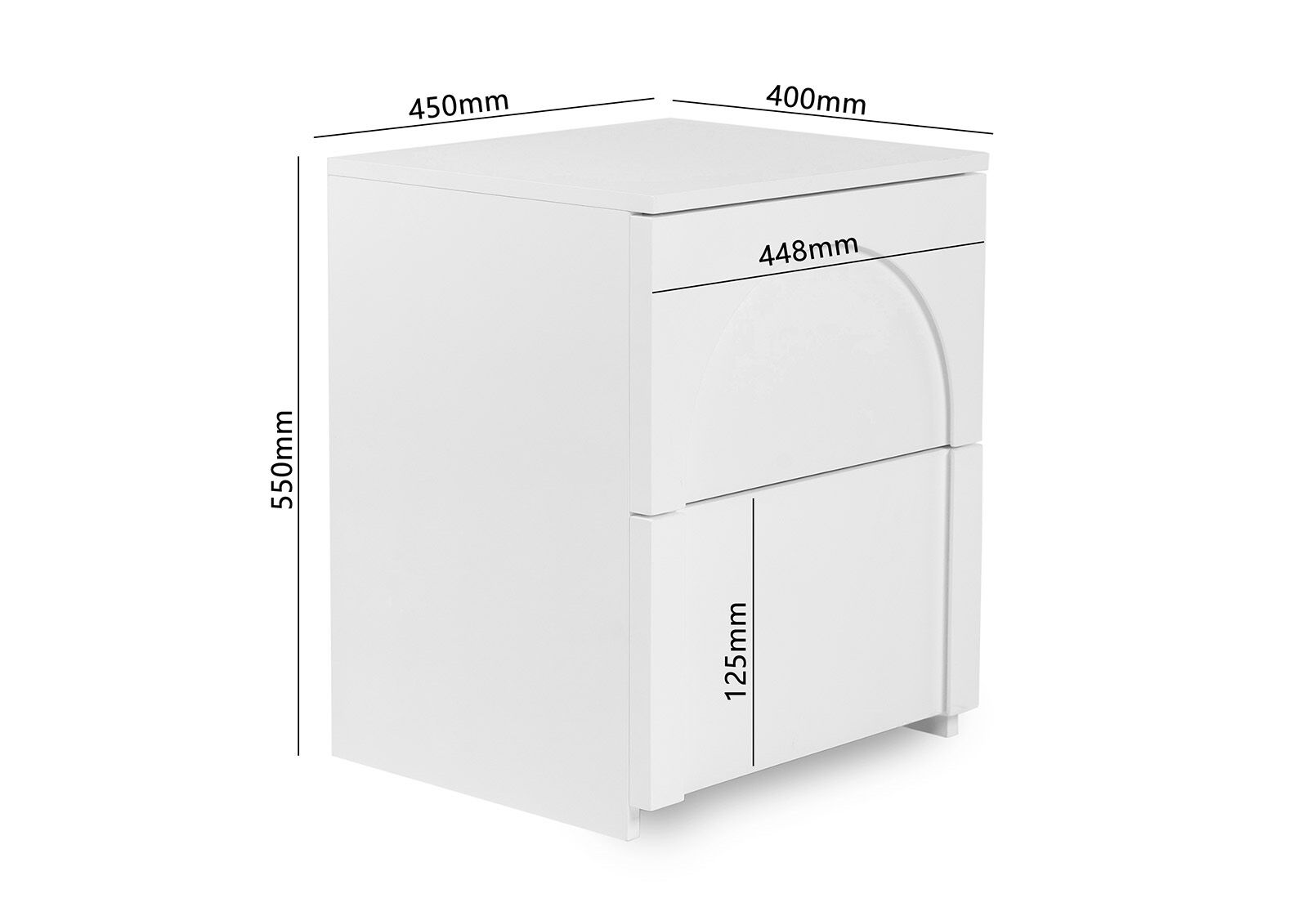 SAVONA 2 DRAWER BEDSIDE WHITE