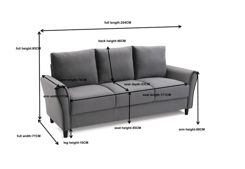 MONTES 3 SEAT SOFA DARK GREY