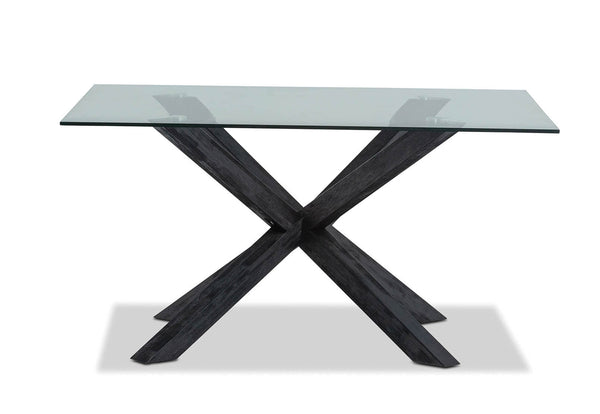 PROMENADE SQUARE GLASS TOP DINING TABLE BLACK