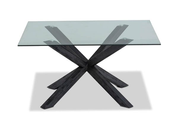 PROMENADE SQUARE GLASS TOP DINING TABLE BLACK