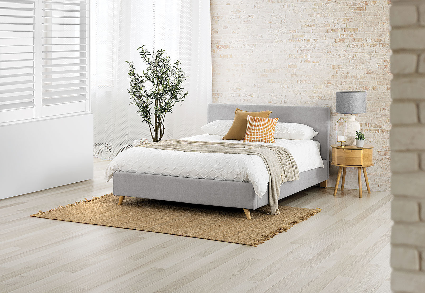 SCANDI QUEEN BED PEARL GREY