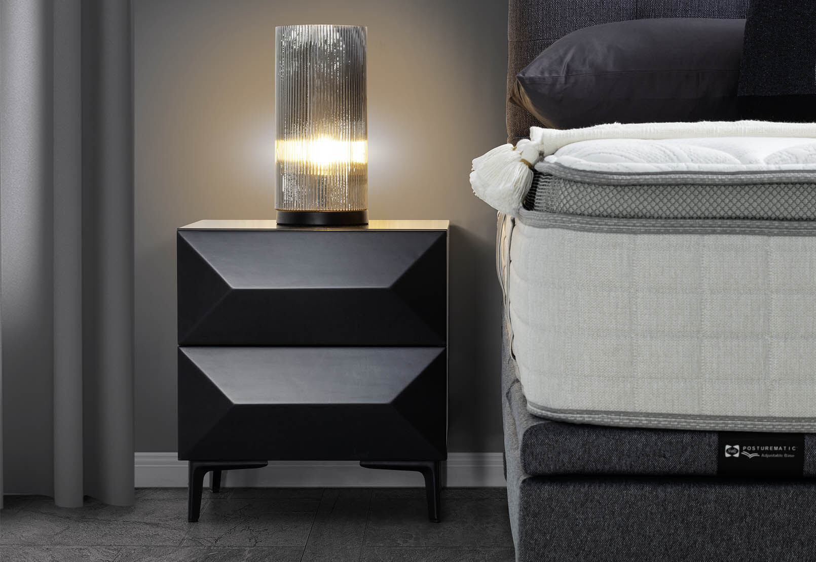 MILANA 2 DRAWER BEDSIDE BLACK