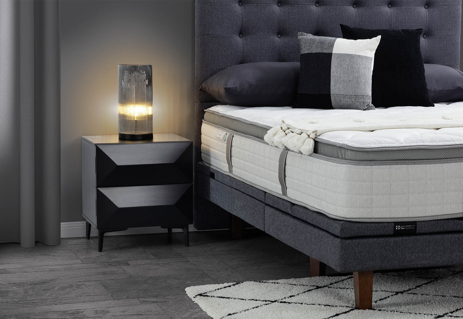 MILANA 2 DRAWER BEDSIDE BLACK