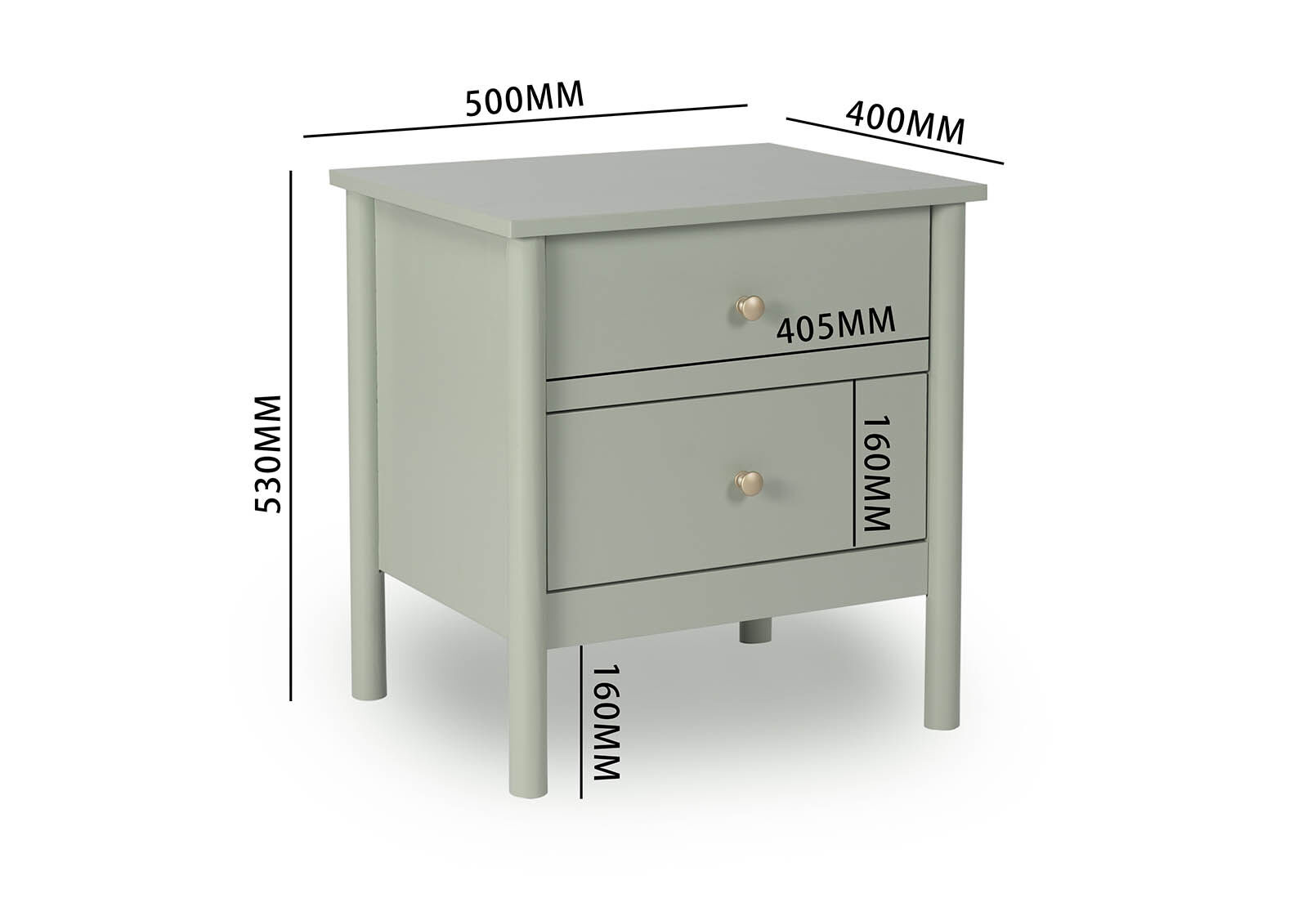 ROWLAND 2 DRAWER BEDSIDE OLIVE
