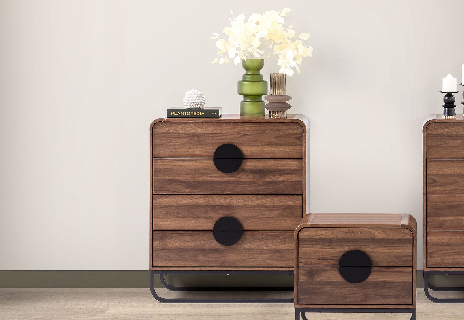 HUGHES 4 DRAWER TALL CHEST WALNUT