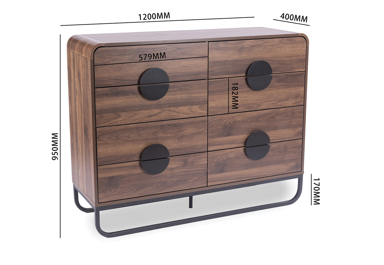 HUGHES 8 DRAWER DRESSER WALNUT