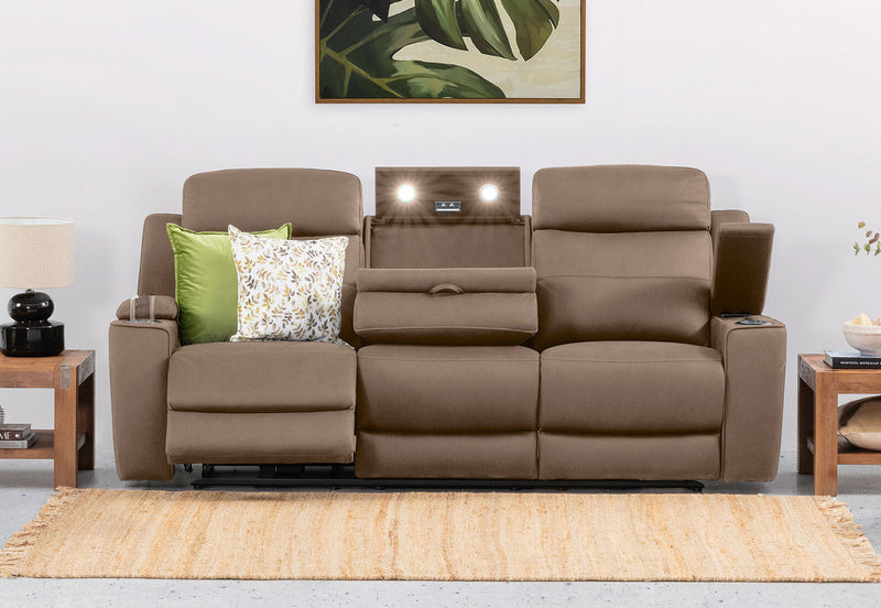ALEXIOS 3 SEATER WITH ELECTRIC RECLINER STONE