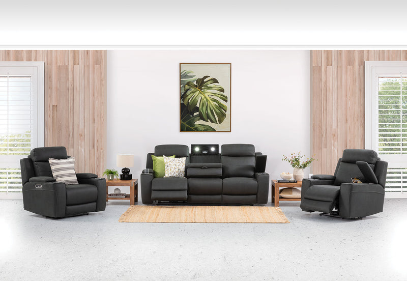 ALEXIOS 3 SEATER WITH ELECTRIC RECLINER CHARCOAL