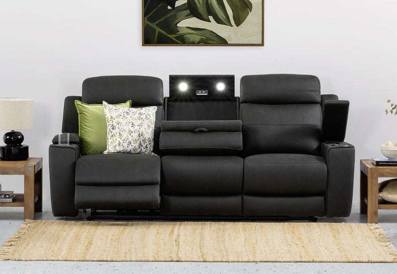 ALEXIOS 3 SEATER WITH ELECTRIC RECLINER CHARCOAL