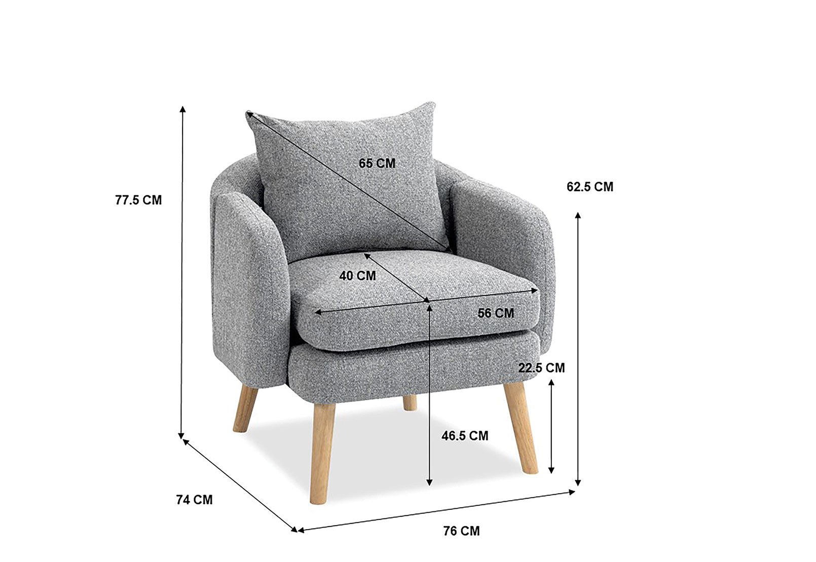 GALICIA ACCENT CHAIR DARK GREY
