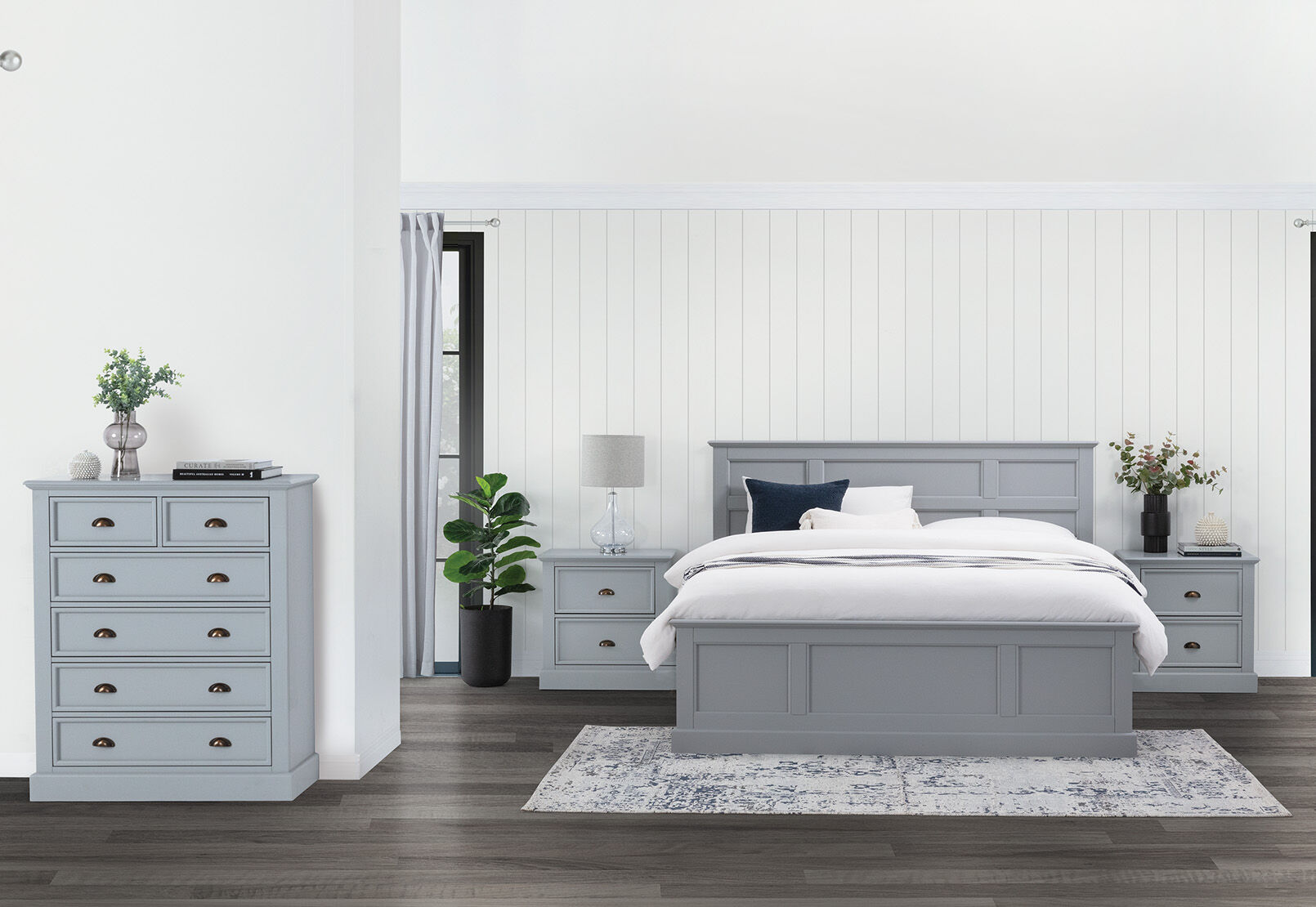 CHRYSTELLE DOUBLE BED LIGHT GREY