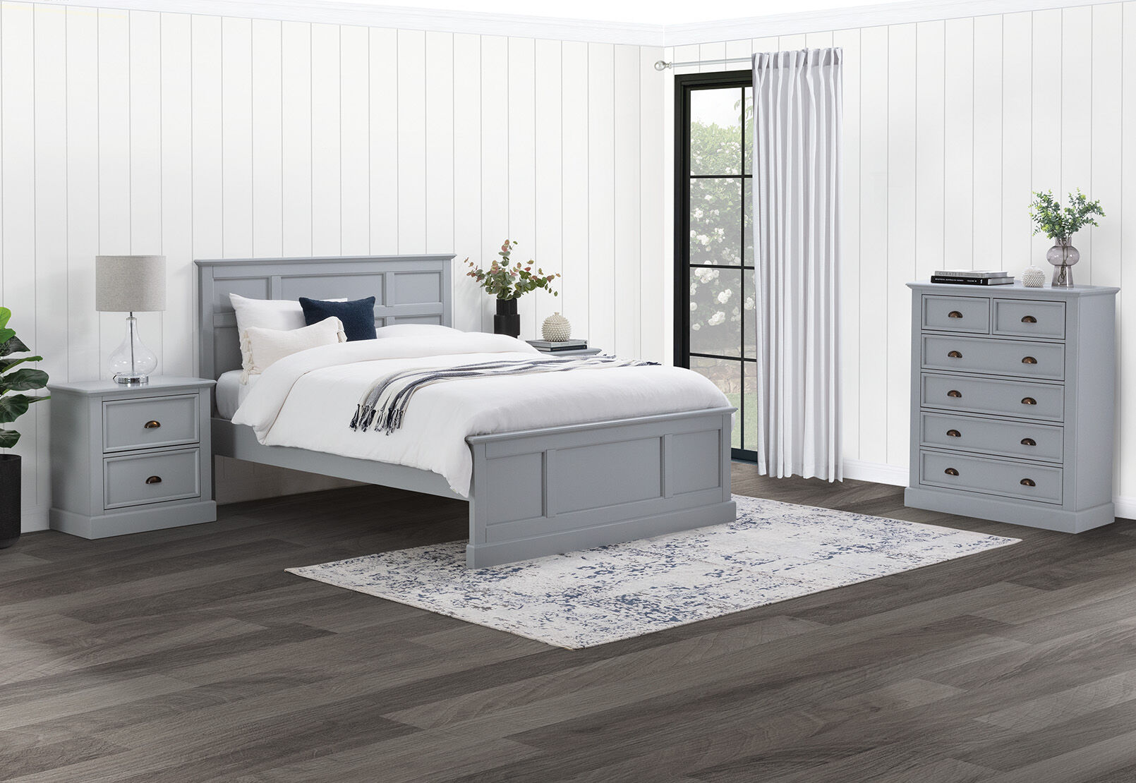 CHRYSTELLE DOUBLE BED LIGHT GREY