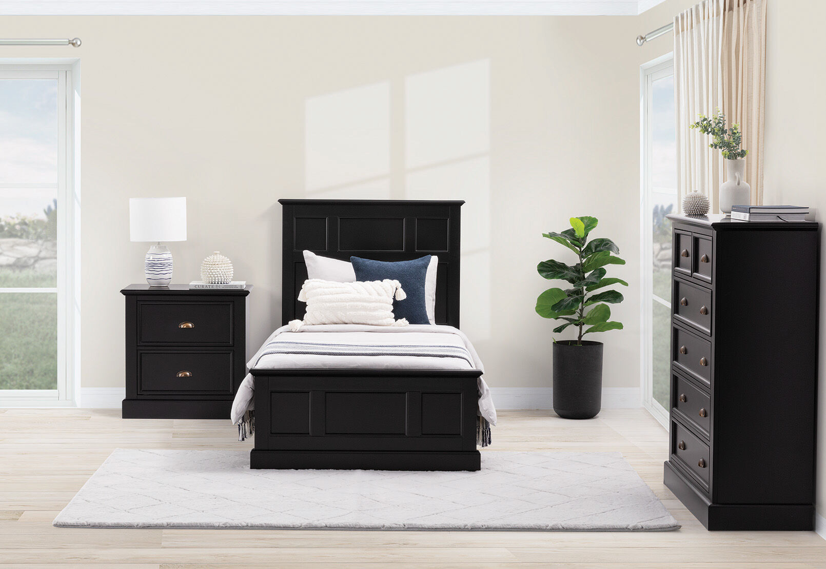 CHRYSTELLE KING SINGLE BED BLACK
