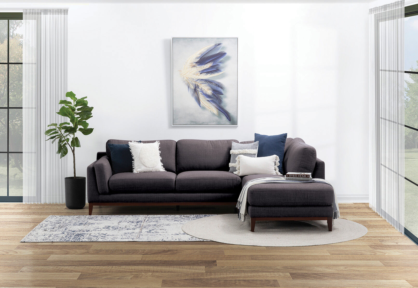LAURIE CORNER RHF CHAISE DARK GREY
