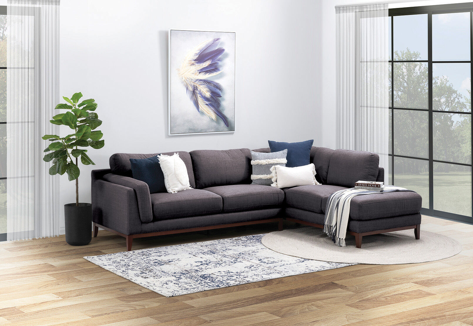 LAURIE CORNER RHF CHAISE DARK GREY