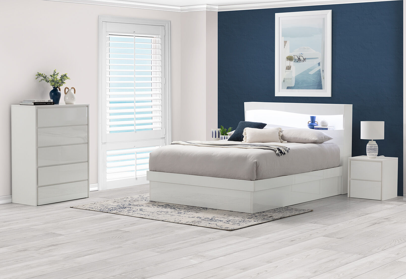 CALISTO 2 DRAWER BEDSIDE WHITE