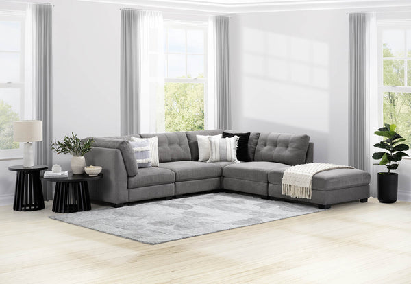 SANDS 5 PIECE CORNER SUITE. DARK GREY