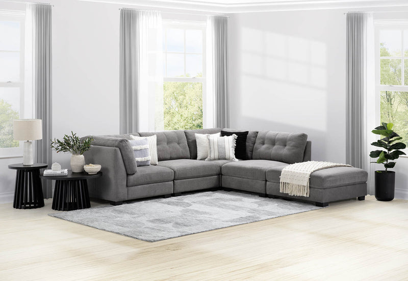 SANDS 5 PIECE CORNER SUITE. DARK GREY