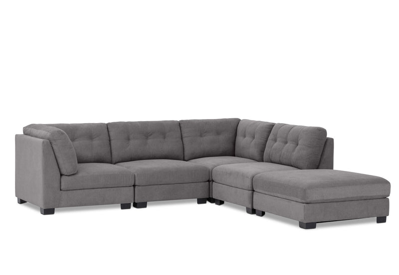 SANDS 5 PIECE CORNER SUITE. DARK GREY