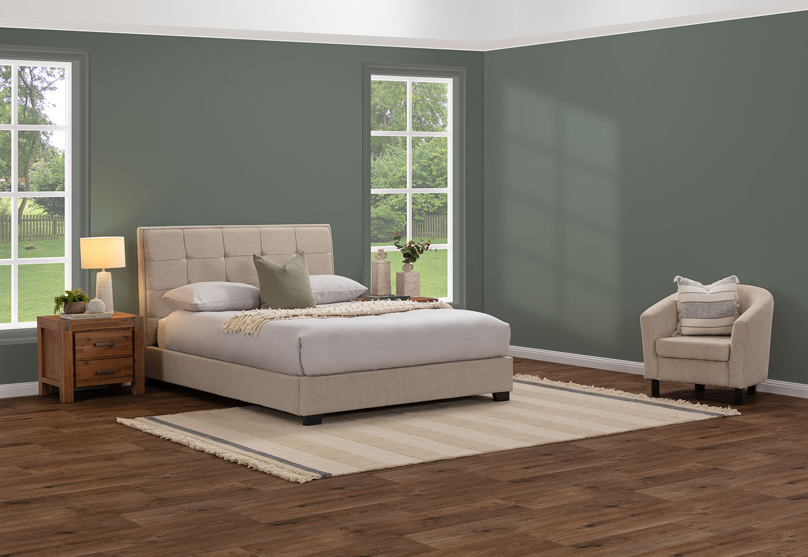 VAUGHN QUEEN BED BEIGE