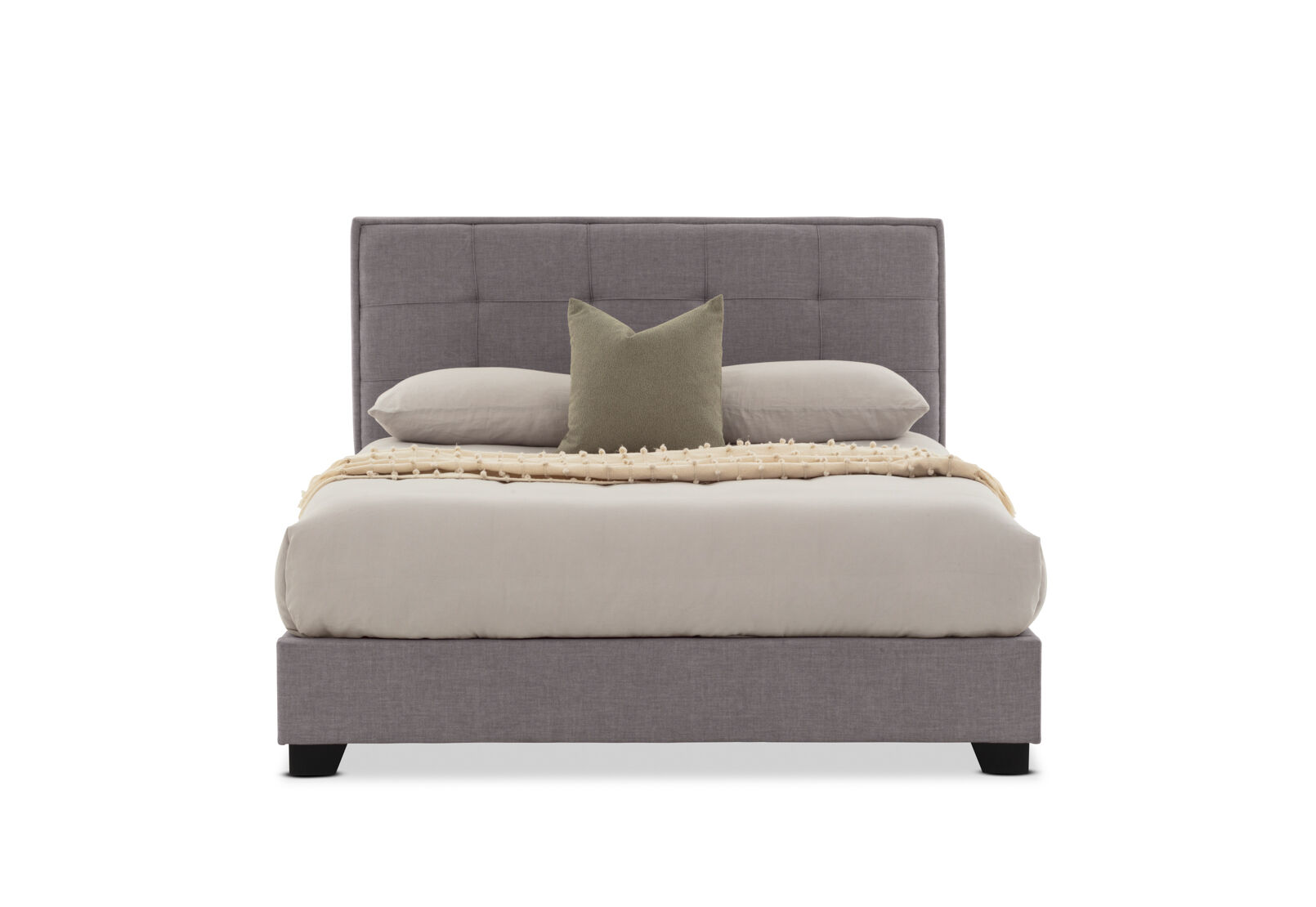 VAUGHN QUEEN BED LIGHT GREY
