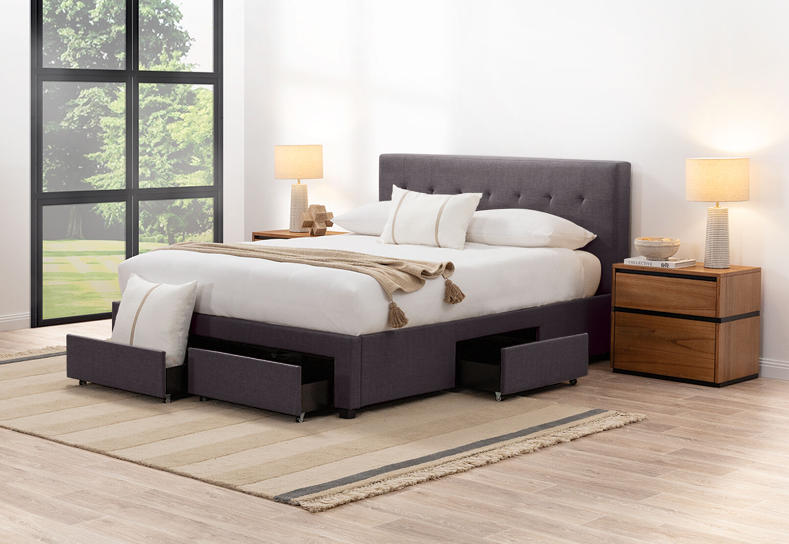 CATARINA QUEEN BED DARK GREY