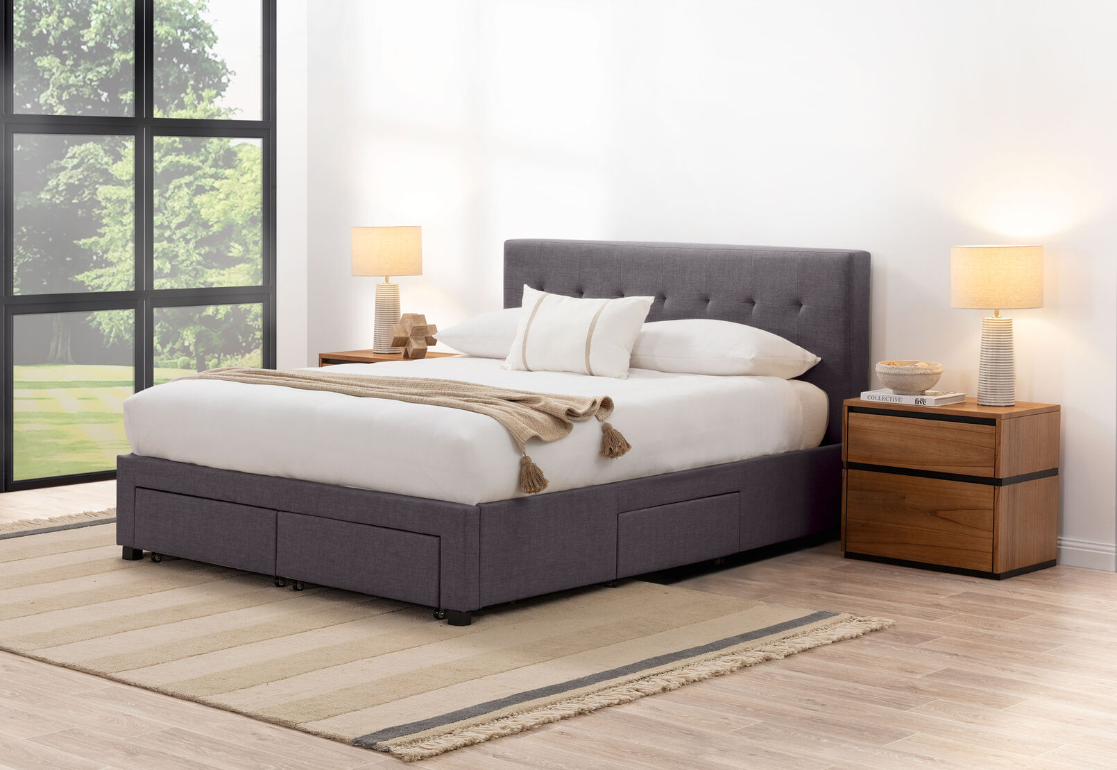 CATARINA QUEEN BED DARK GREY