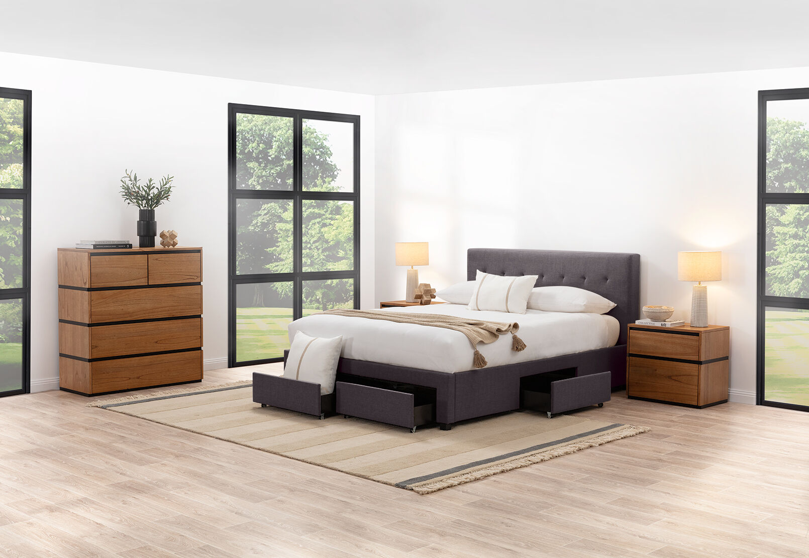 CATARINA QUEEN BED DARK GREY