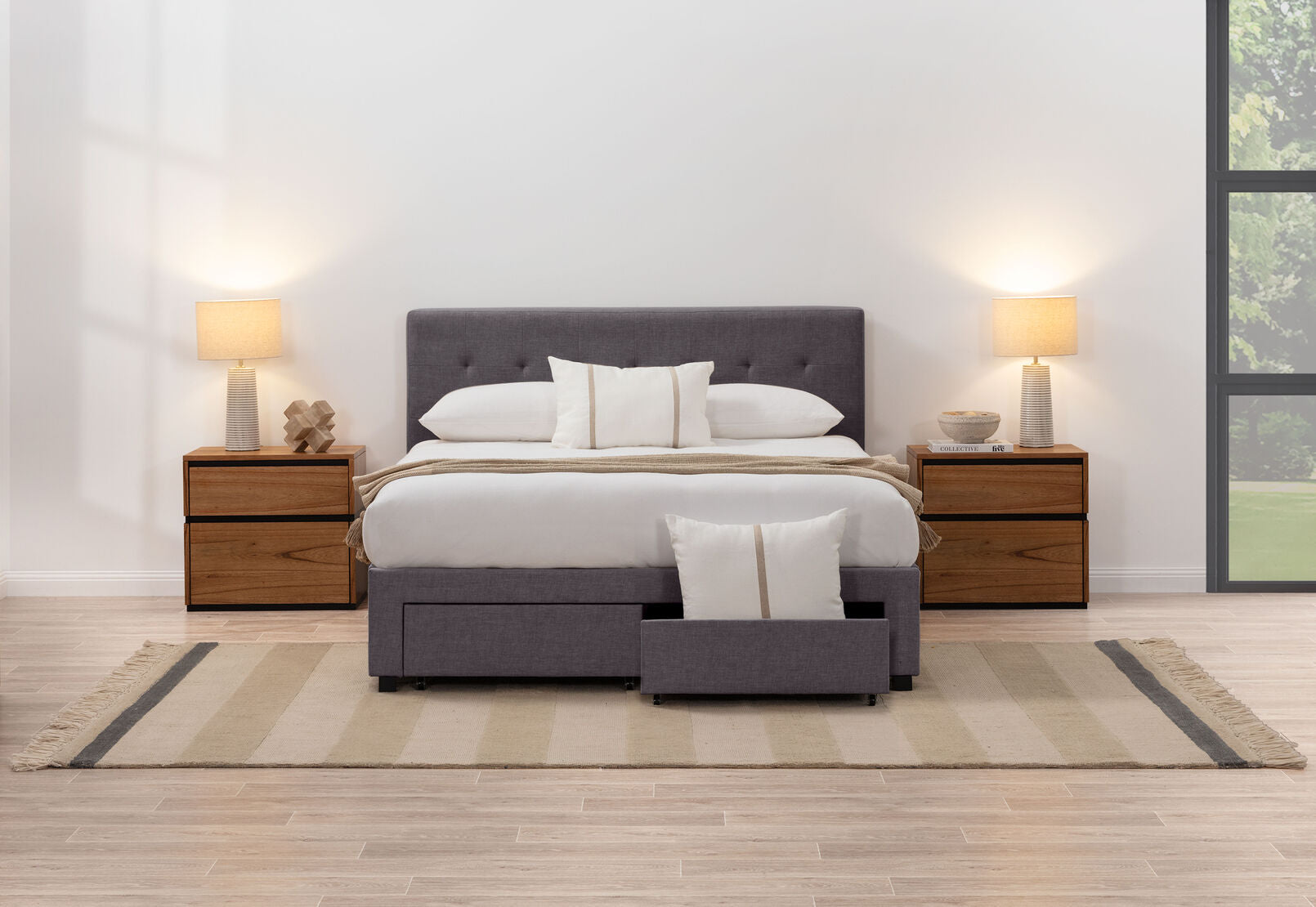 CATARINA QUEEN BED DARK GREY
