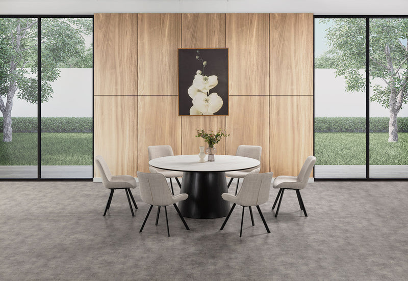 THANOS 1600 CERAMIC DINING TABLE BLACK/MARBLE