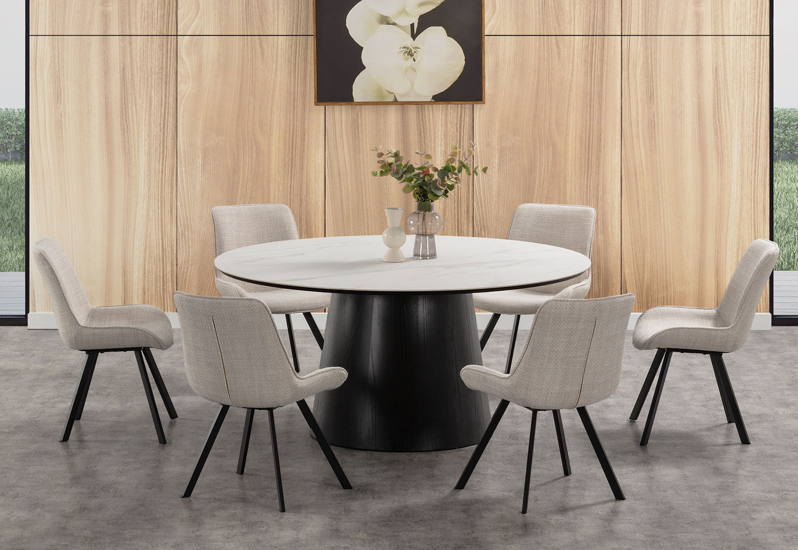 THANOS 1600 CERAMIC DINING TABLE BLACK/MARBLE