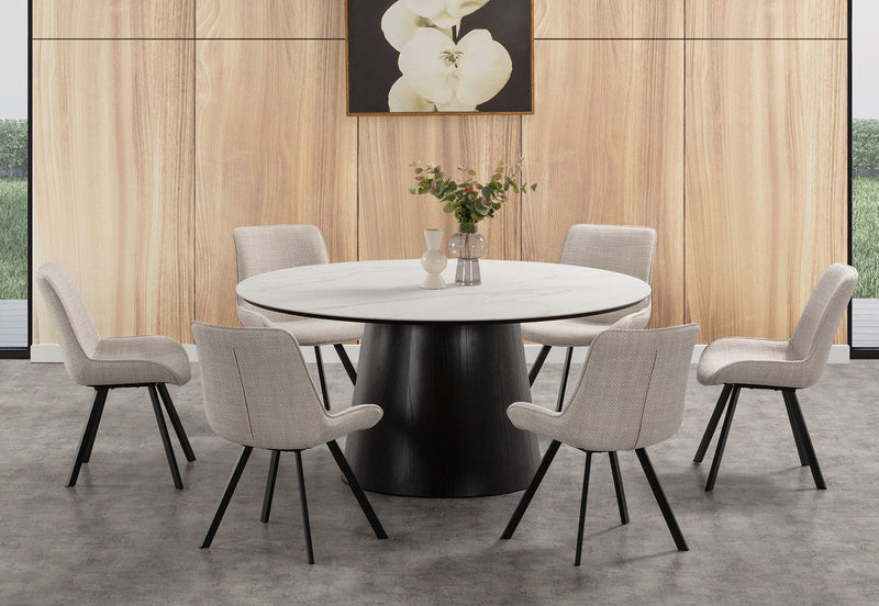 THANOS 1600 CERAMIC DINING TABLE BLACK/MARBLE