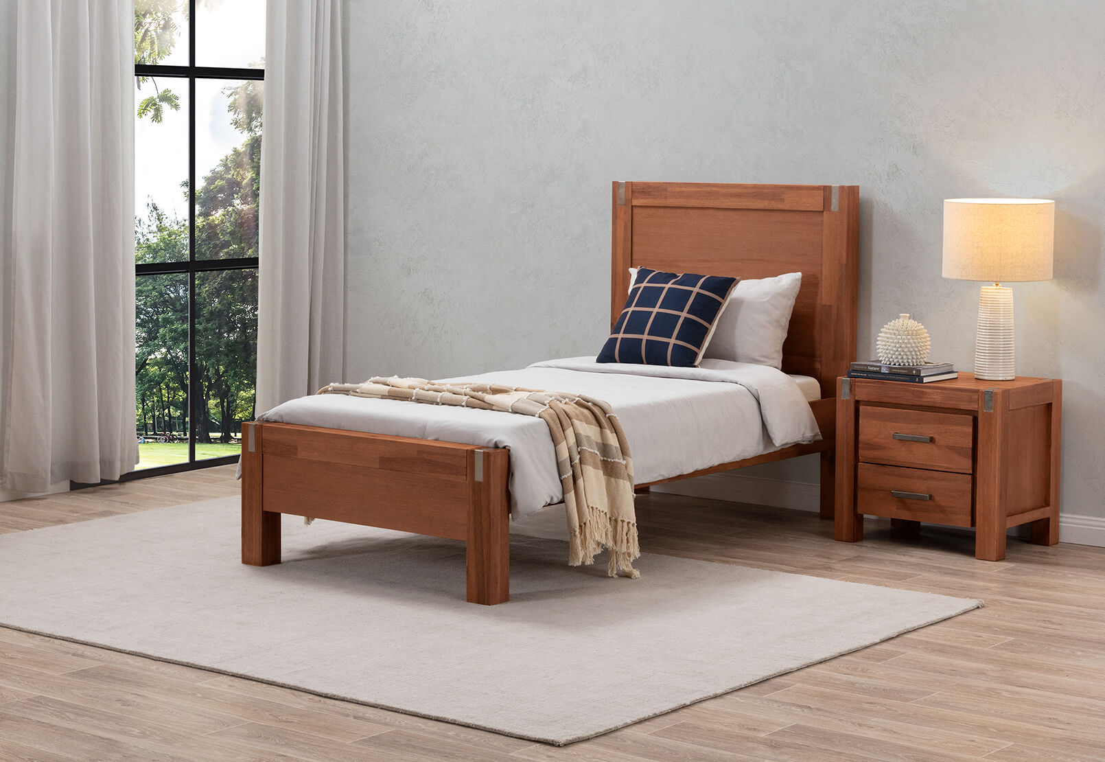 SILVERWOOD KING SINGLE BED PEWTER